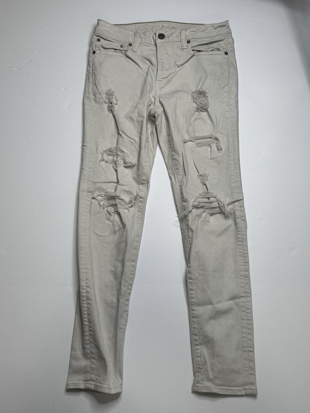 American Eagle Next Level AirFlex Slim Jeans Men’s 30x30 Ivory Distressed Cream
